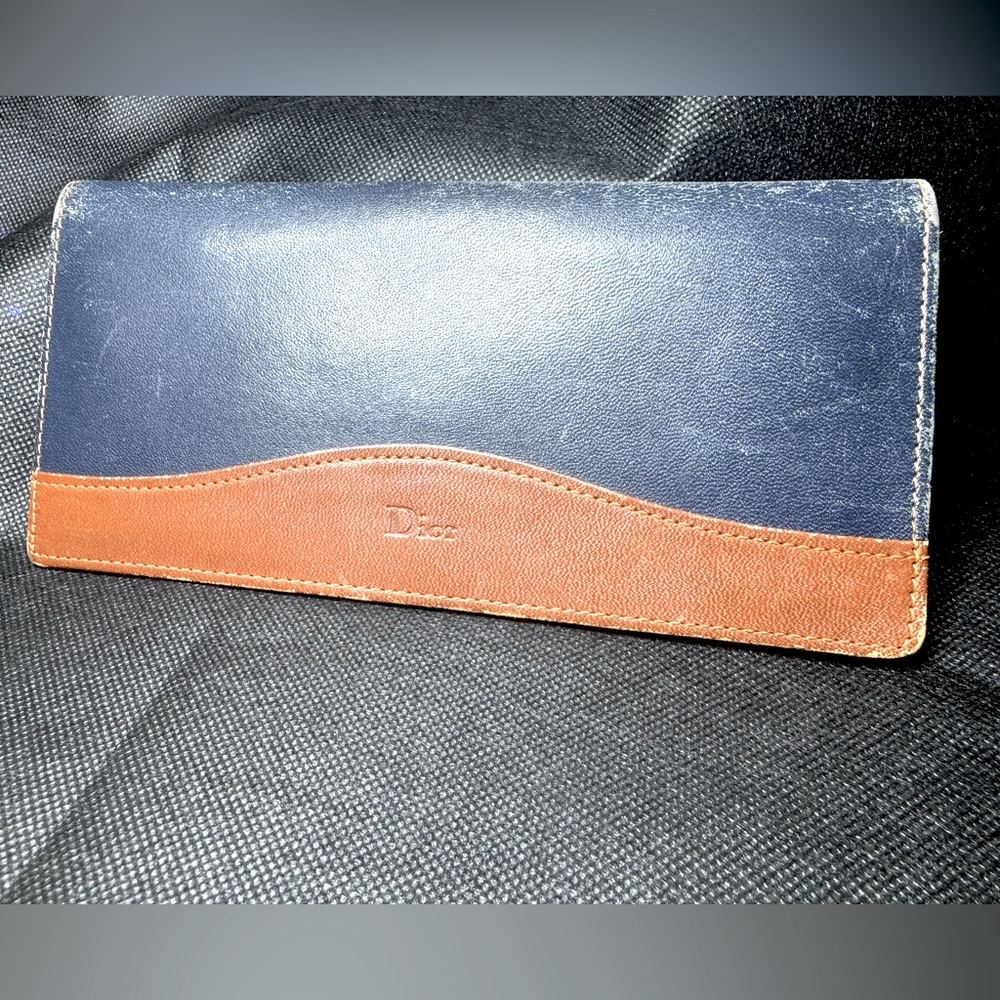 Dior Blue and Brown Leather Wallet - Picture 9 of 9